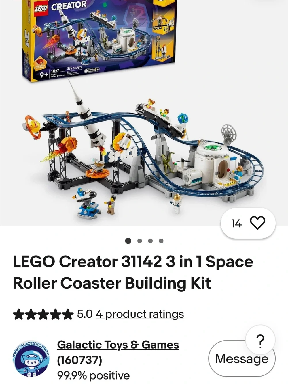 LEGO Space Roller Coaster Playset - Blue, White, Orange